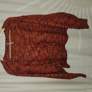 Free People Orange Oversized Sweater Sz Med